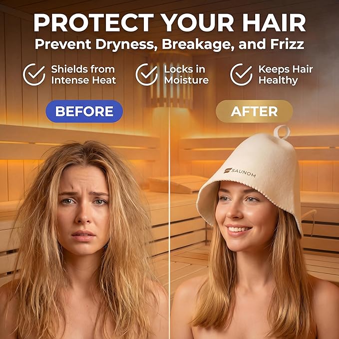 Premium Ultra Soft Sauna Hat for Women and Men (2 Pack) — 100% Merino Wool — Ultra Soft, Breathable, Itch-Free and Odor Resistant Sauna Cap — Ideal Banya Hat White