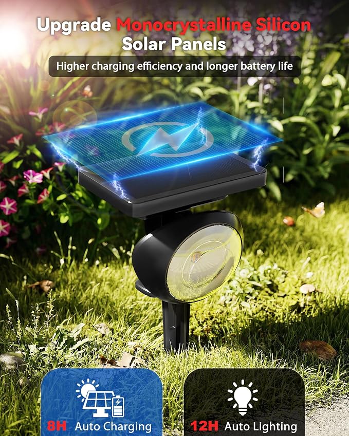 Monocular Solar Spot Lights Outdoor Waterproof, RGB+3CCT Solar Tree Spotlight, Bright Solar Uplights for Halloween Decorations Outdoor, Multicolor Garden Yard Landscape Path Lights [12Pack]