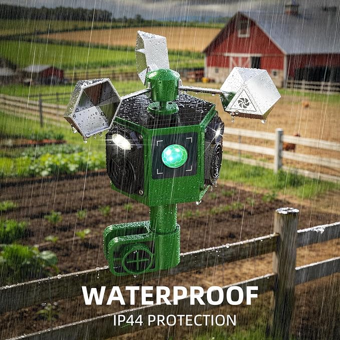 Solar Ultrasonic Bird Repellent Devices Outdoor&Woodpecker Deterrent with Reflective Bird Repeller-Reflective Rotating Goose Deterrent Suitable for Long-Term use Bird Deterrents for Outside
