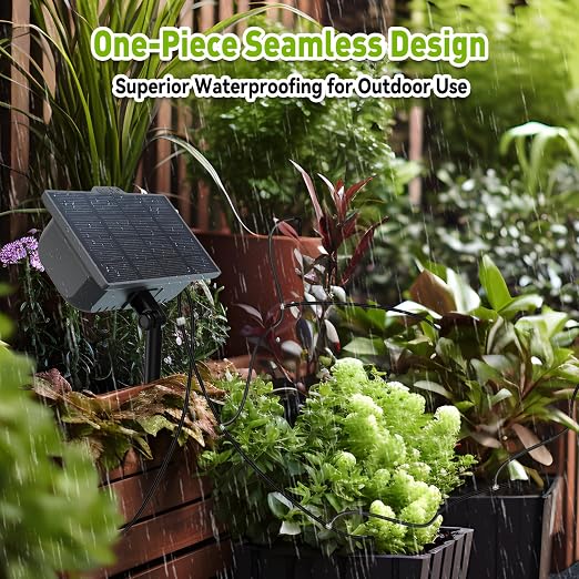 RAINPOINT Compact Programmable Solar Automatic Plant Waterer Kit Work with Indoor Outdoor,Self Watering Drip Irrigation Pump Indoor/Outdoor Vacation Free Low Water Auto Shut-Off Water 10-20 Plants