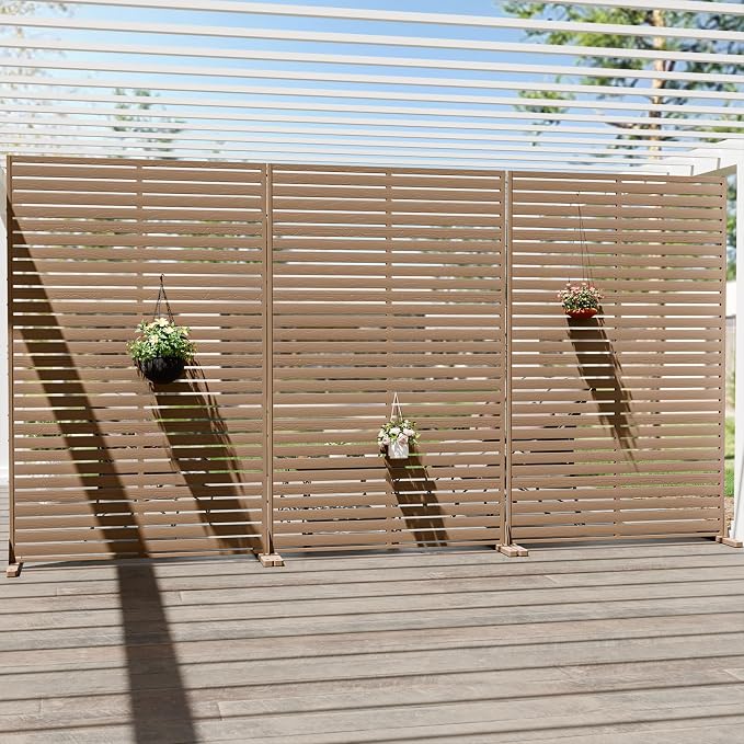Privacy Fence Screen Outdoor Freestanding Privacy Panel, 72" H×47" W HDPE Decorative Panels with Stand, Room/Garden Divider, Outdoor Privacy Screen for Patio,Deck, Balcony, Pool
