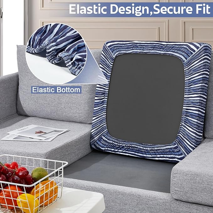pickyNproud 8Pcs Patio Cushion Covers Stretch Outdoor Couch Cushions Slipcovers Replacement Washable Furniture Protector with Elastic Bottom Sofa Chair Seat Cover, Navy