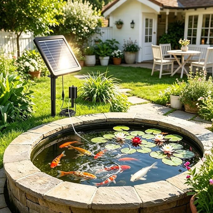 4W Solar Pond Aerator, Solar Aquarium Air Pump with 2 Air Stones, Three Working Modes, Solar Pond Oxygen Pump for Fish Tank, Outdoor Small Pond, Hydroponics