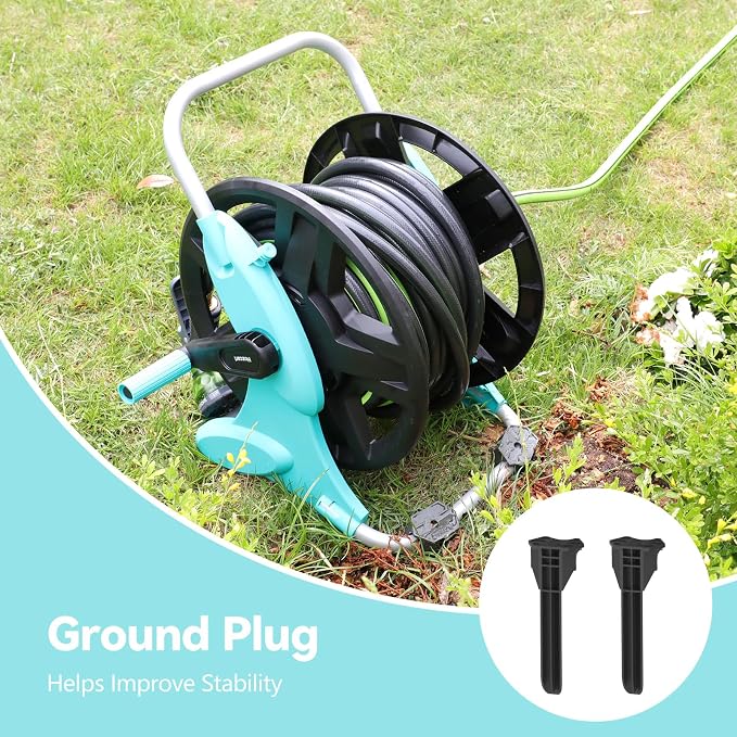 Garden Hose Reel Cart,Hose Holder Up to 50-100 Feet of 5/8" Hose,Wall Mounted Water Hose Reel,Portable Hose Reels for Outside Car Washing, Watering