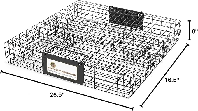 Rugged Ranch 2‑Pack Squirrelinator Multi‑Catch Squirrel Trap with Basin, Wire Cage, 25"x15"x6.5" Each - Live Catch‑and‑Release, 2‑Door Humane Rodent Control, No‑Poison Outdoor Use