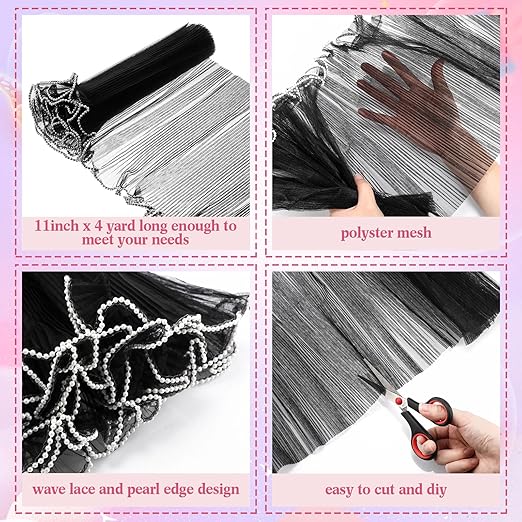 Gilprop 12 Pcs Flower Wrapping Mesh Paper, 11 Inch x 4 Yard Wavy Pearl Edge Wrinkled Flower Packaging Mesh, Florist Supplies for Teacher Mother's Day Gifts (Assorted Colors)