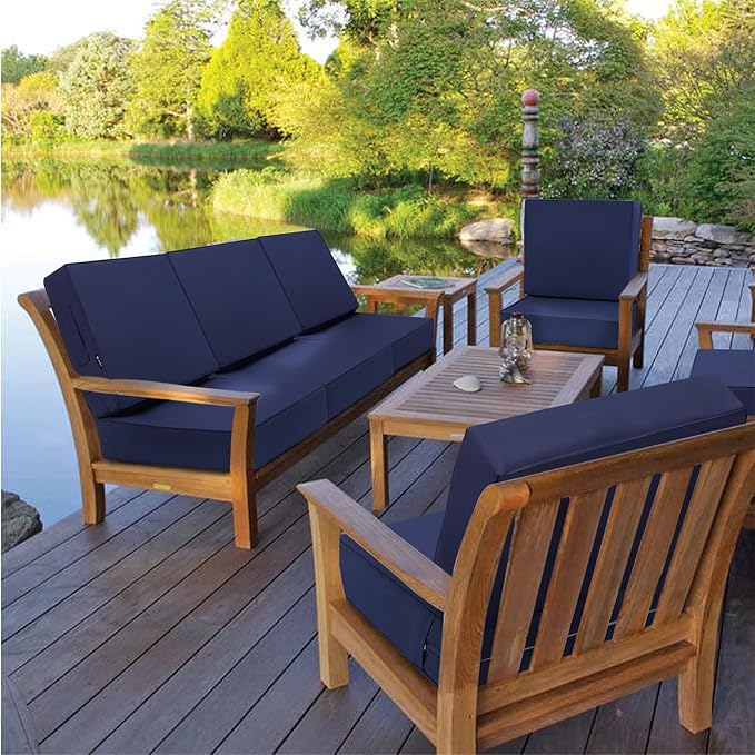 Favoyard Deep Seat Patio Cushion Set 24 x 24 Inch Waterproof Outdoor Chair Cushions for Patio Furniture with Fade Resistant and Removable Cover with Handle & Adjustable Straps for Patio, Yard, Garden