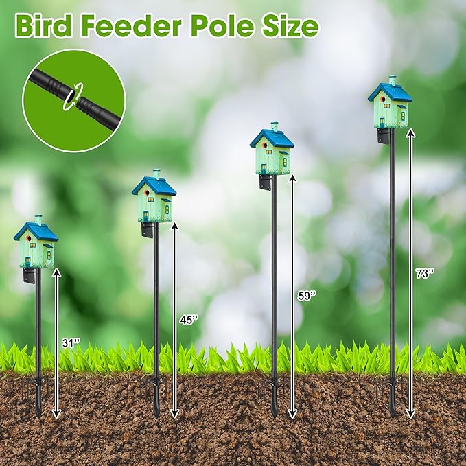 Bird House Pole for Outdoor, 60 Inch Heavy Duty Bird Feeder Pole with 5-Prong Base,1 Inch Diameter Bird Feeder Stand for Yard Garden Patio Watching (Without Bird House)