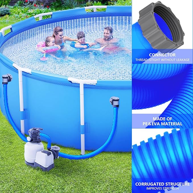 1.5" Replacement Pool Pump Hose for Above Ground Pools Accessories - 29060E Pool Hoses for Intex 1,500 GPH Pump, Sand Filters ＆ Saltwater System (Blue -1 Pack)