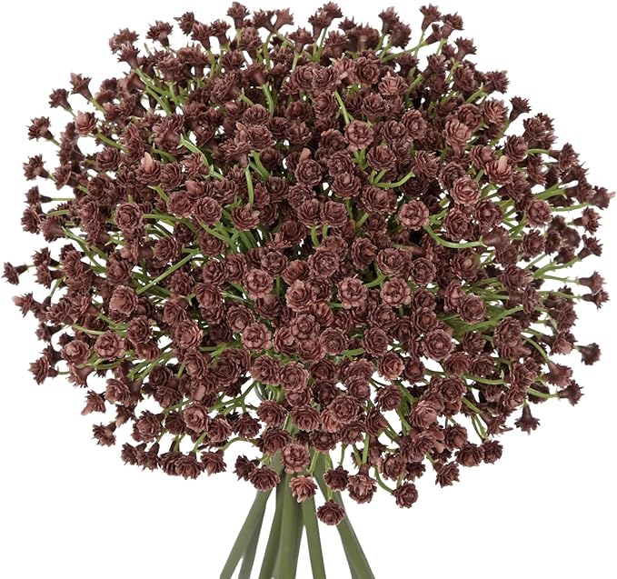 DILATATA Baby's Breath Artificial Flowers Bulk 10 Pack (30pcs) Faux Baby Breath Plastic Flower Fake Gypsophila Flower Arrangement for Crafts Fake Flowers Bouquet for Wedding Centerpieces Beige Brown