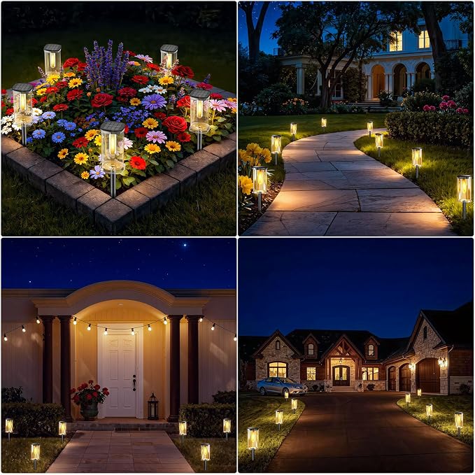 12 Pack Solar Lights Outdoor,Solar Pathway Lights Waterproof GardenLight, Solar Lights Pathways LED Landscape Lighting for Walkway, Driveway, Path, Yard, Patio Decor, Warm White