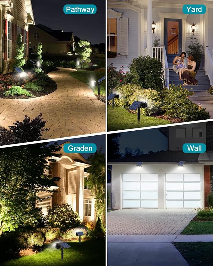 Solar Spot Lights Outdoor Waterproof IP65, [102 LEDs /6 Pack] Solar Spotlights with Adjustable Light & Panel, 4 Modes Landscape Flood Powered Lights for Outside Yard Garden Pathway(Cool White)