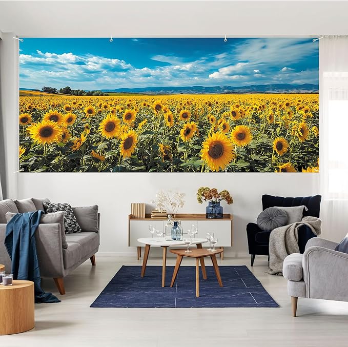 6 * 13FT Sunflower Garage Door Cover Decorations Flower Garage Door Banner for Outdoor Indoor Summer Party Photography Backdrop