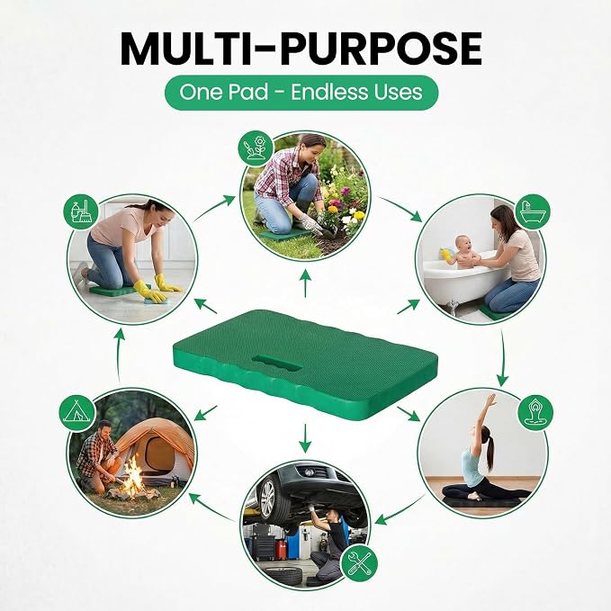 Extra Thick Foam Kneeling Pad for Gardening and Exercise Soft Comfortable Knee Cushion Mat for Floor Work Yard Tasks and Home, Set of 2 Large Green