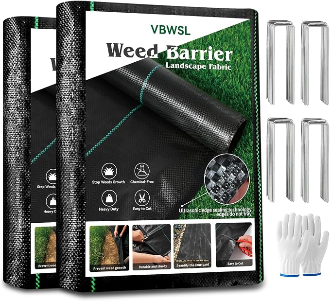3 x 200FT Garden Landscape Fabric Weed Barrier Fabric Heavy Duty, Weed Blocker Fabric, Geotextile Fabric Under Gravel, Pathways, Driveway Fabric, Yard Landscaping Fabric Membrane(2 Pack 3x100FT)