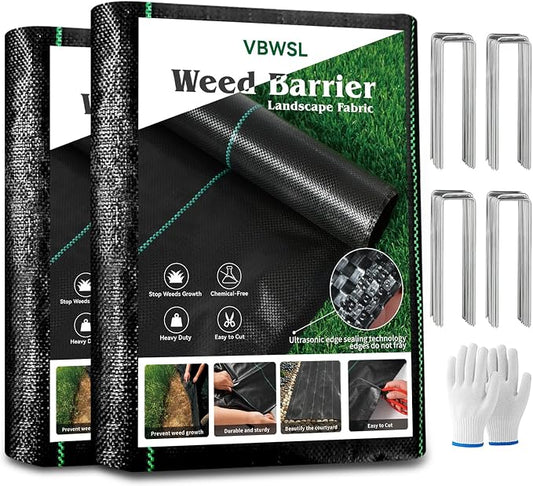 3 x 200FT Garden Landscape Fabric Weed Barrier Fabric Heavy Duty, Weed Blocker Fabric, Geotextile Fabric Under Gravel, Pathways, Driveway Fabric, Yard Landscaping Fabric Membrane(2 Pack 3x100FT)