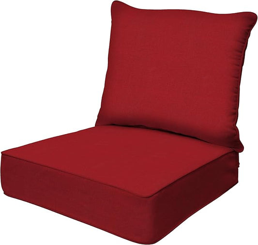 Honeycomb Outdoor Heritage Deep Seat, 25 x 26, Textured Solid Imperial Red Chair Cushion with Removable Cover, for Patio Furniture