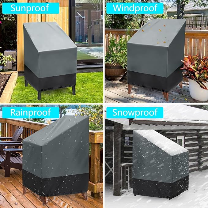 Outdoor Chair Covers, 2 Pack Outdoor Stack Chairs Waterproof, Patio chair Covers Outdoor Furniture Covers (25"W x 25"D x 47"H)