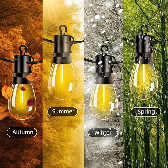 Outdoor Patio String Lights 100ft: S14 LED Shatterproof Bulbs 3 Modes Button Control - Waterproof Connectable Hanging Lights - Garden Backyard Yard Gazebo Porch Party Decorative