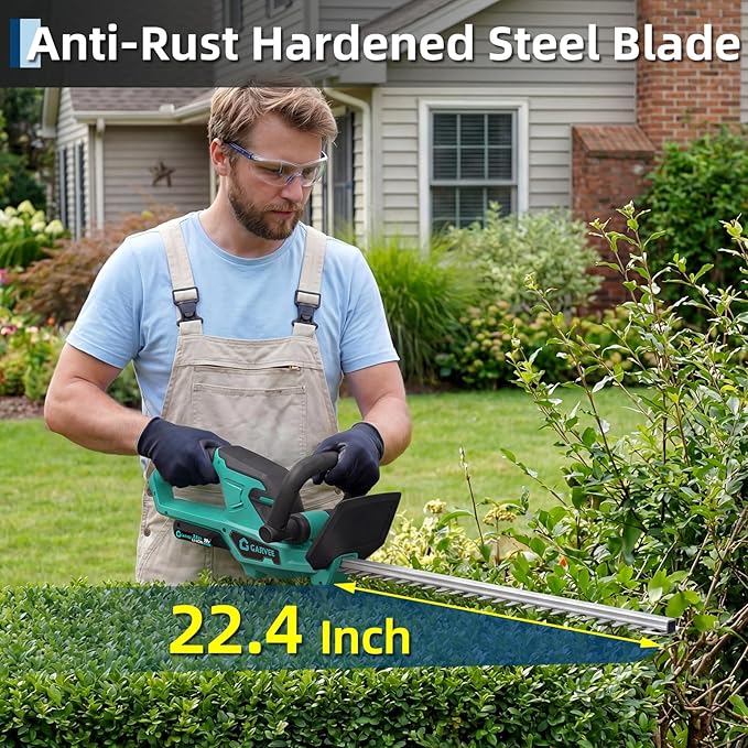 Garvee 22.4'' Grass Trimmer Hedge Shears/Grass Cutter Cordless Grass Shear & Shrubbery Trimmer with 2x2.0Ah Batteries Rechargeable Battery Cable