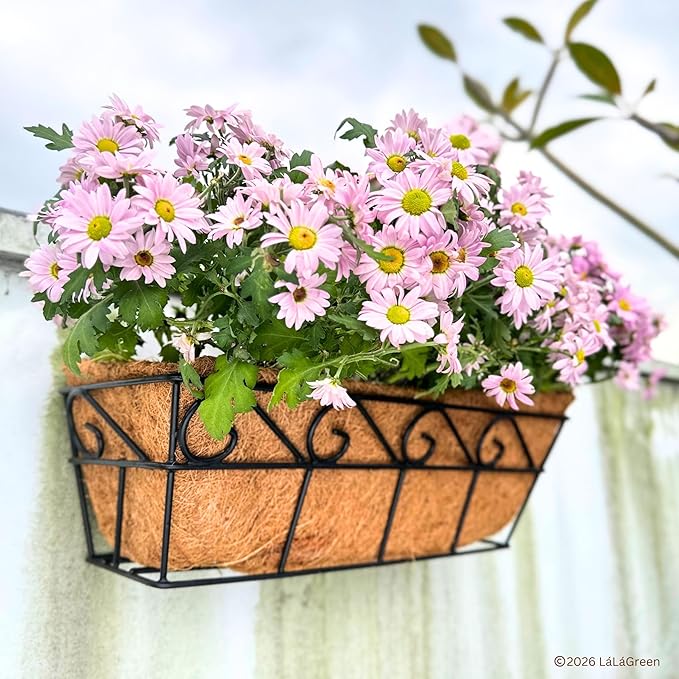 LaLaGreen 16" (4 Pack, Rectangular) Trough Coco Liners for Planter – Medium Coconut Coir Replacement for Window Box, Wall Mount Flower Pot, Outdoor Use– Also Available in 24/30’’ and Different Shapes
