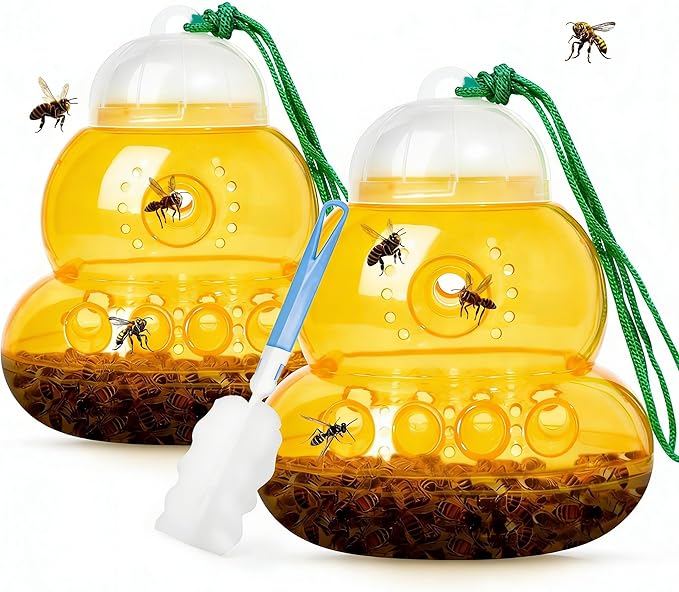 2 Pack Wasp Traps Outdoor Hanging Yellow Jacket Trap Carpenter Bee Traps for Outside, Hornet Trap Plastic Bee Catcher Wasp Killers for Garden Farm