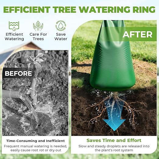 HIRALIY 20 Gallon Tree Watering Bag, 3 Pack, Slow Release 1-5 Days, Deep Root & Automatic Drip Irrigation System, for Multi-Trunk Newly Planted Small Trees and Shrubs