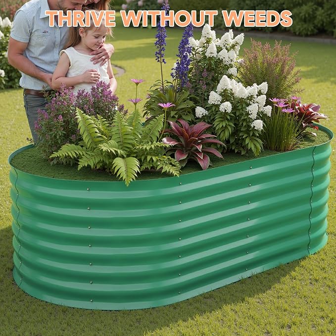 IDEALHOUSE 6x3x2 Ft Galvanized Metal Raised Garden Bed, 24-Inch Tall Outdoor Planter Box for Vegetables, Flowers & Herbs, Rust-Resistant Garden Beds for Backyard, Patio or Balcony, Green