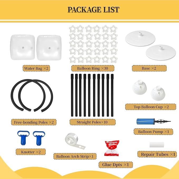 Balloon Arch Kit,Adjustable 8.2FT & 6FT Half Balloon Arch Stand with Base for Birthday Wedding Baby Shower Graduation Party Decorations(Black)