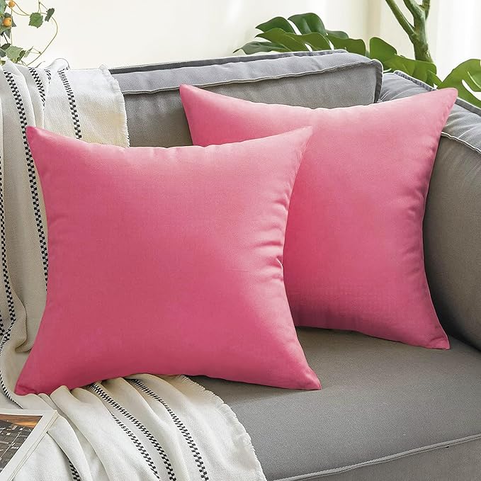 VAKADO Outdoor Waterproof Throw Pillow Covers 22X22 Set of 2 Decorative Hot Pink Patio Furniture Cushion Cases Outside Decor for Couch Garden Bench Porch