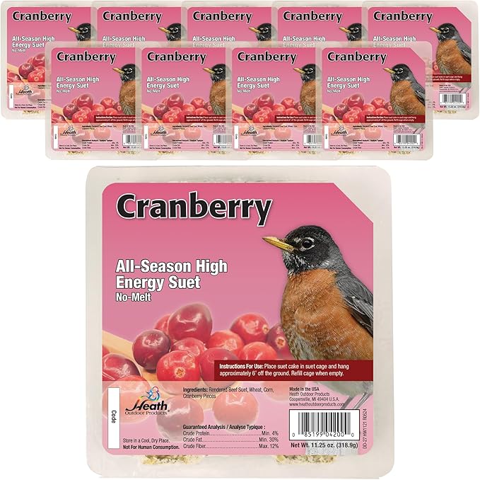 Heath Outdoor Products DD-27 Cranberry All Season Blend 11-1/4 Ounce Suet Cake (12 Cakes/Case) (Pack of 2)