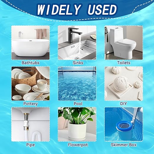 Bellisinno 4.2 oz. White Pool Epoxy Putty, 2-Part Underwater/Above-Water Repair, Fix Leaks, Cracks, Filling, Sculpting, Tile, Concrete, Fiberglass, Cement, Swimming Pool Maintenance Kit