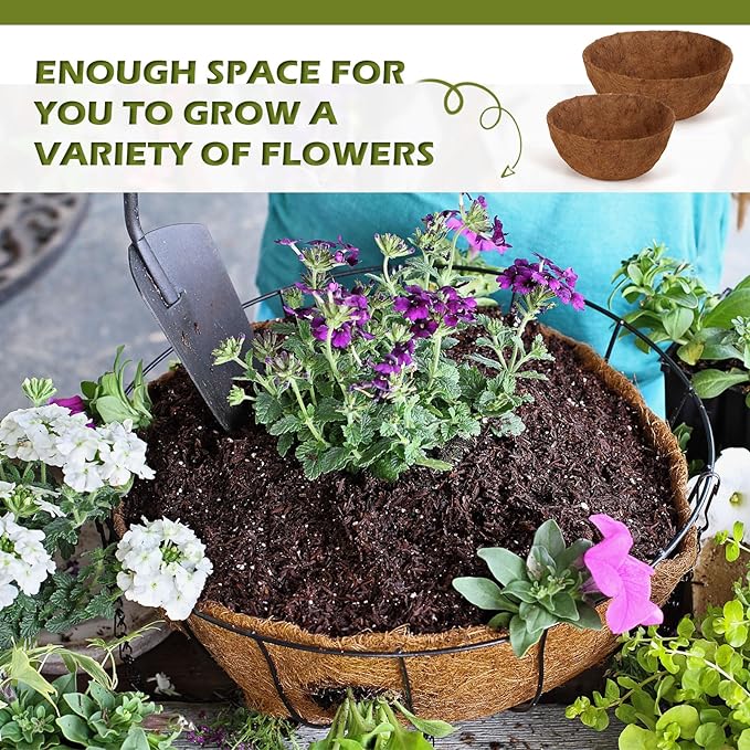 Gerrii 8 Pcs 24 Inch,20 Inch Coconut Liners for Hanging Baskets Coco Liners for Planters Natural Round Coconut Coco Planter Basket Coir Liner for Hanging Basket Flowers/Vegetables