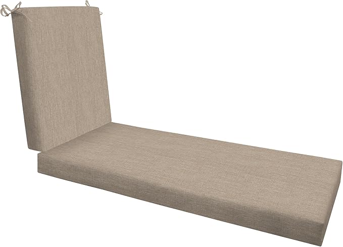 Honeycomb Outdoor Chaise Lounge Cushion for Patio Furniture, Water & Fade Resistant, Removable Cover, 26 x 80, Heritage Textured Solid Birch Tan