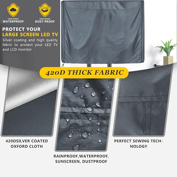 Mobile TV Stand Cover for 60-72 Inch Waterproof Moisture-proof Dust-proof TV Screen Protection Cover Grey