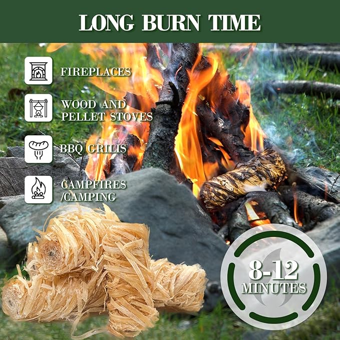 72PCS Fire Starter-Natural Fire Starters for Campfires, BBQ, Fireplaces, Barbecues, Chimneys, Fire Starters for Pizza Ovens, Fireplaces, Grills and Other Scenarios, Charcoal Starters