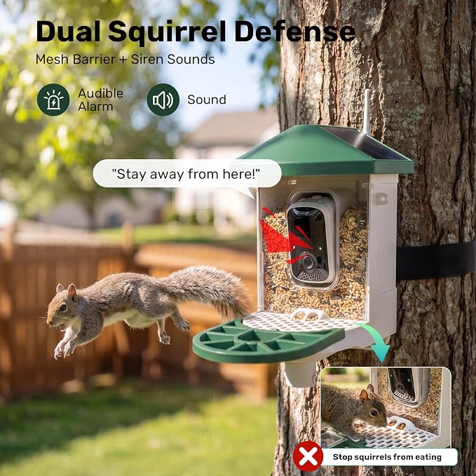 HARYMOR Smart Bird Feeder with Camera Solar Powered, 2K HD Live Video, 10,000+ Bird Species AI Identification, Wild Bird House Feeders for Outdoors, Instant Arrival Alerts, Ideal Gift for Bird Lovers
