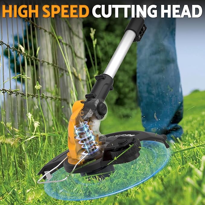 3 in 1 Cordless String Trimmer (No Battery) Compatible with Dewalt 20V Max Battery, 12" Electric Weed Wacker with Auto Line Feed, Foldable Weed Eater/Edger Trimmer/Mower for Yard Garden, Grass Trimmer