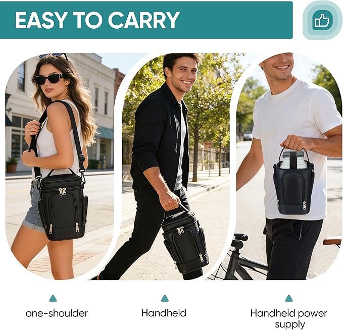 Travel Bag Compatible with Anker SOLIX C300 DC/Jackery Explorer 240D Power Bank Station Outdoor, Carrying Case for Side Zipper, Large Accessory Pocket & Shoulder Strap