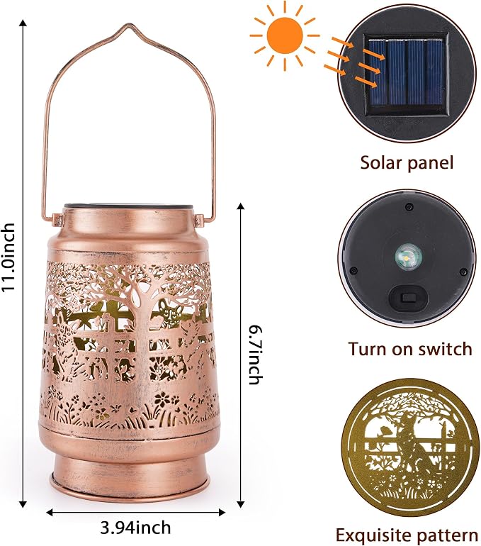 German Shepherd Solar Lanterns Outdoor Waterproof, German Shepherd Gifts for Women Men Hanging Solar Lights for Outside, Decorative Lights for Garden Patio Porch Yard Decor