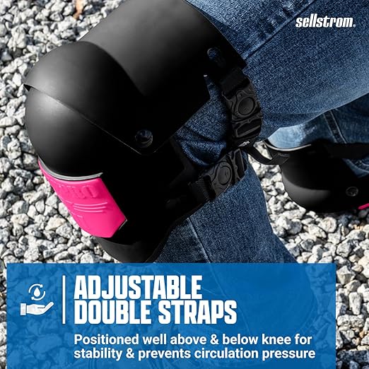 Sellstrom Ultra Flex KneePro Professional Knee Pads for Men & Women with Thick Foam Cushioning & Heavy Duty Hard Outer Shell - Adjustable Straps with Quick-Clips & Ergonomic Metal Hinges - for Construction Work, Gardening, Roofing, Flooring