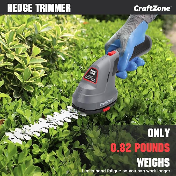 Cordless Grass Shear & Hedge Trimmer, 2 in 1 Handheld Bush Trimmer, 8V Electric Shrub Trimmer/Grass Cutter with Type-C Cable and Rechargeable Lithium-Ion Battery