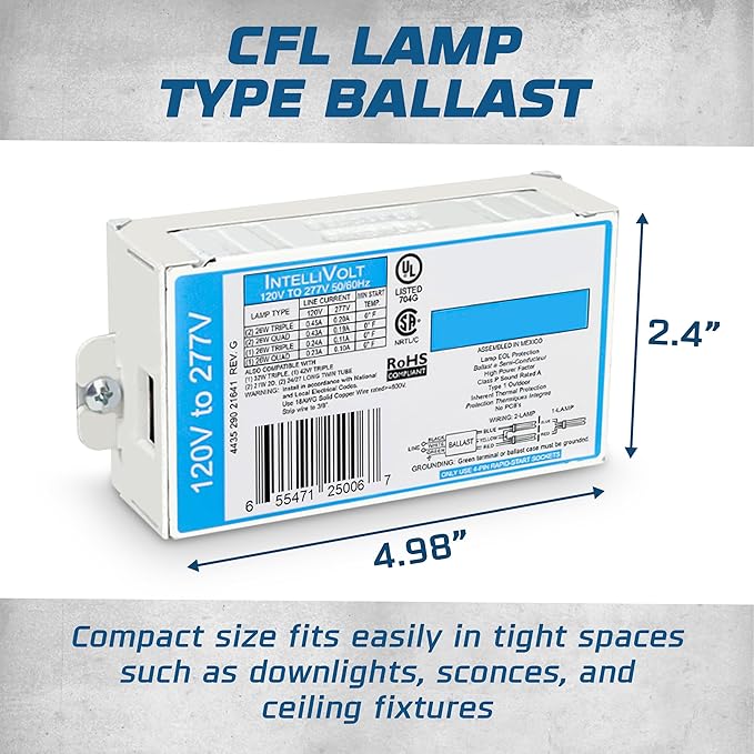 OHLECTRIC Replacement for ICF-2S26-H1-LD Compact Fluorescent Ballast (2 Pack) | Programmed Start Electronic Ballast, 120/277 Volt