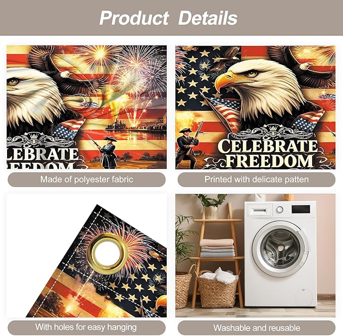7 * 16FT Summer Garage Door Cover Decorations Sunset Palm Trees Garage Door Banner for Outdoor Indoor Summer Party Photography Backdrop (celebrate freedom, 7 * 16 ft)
