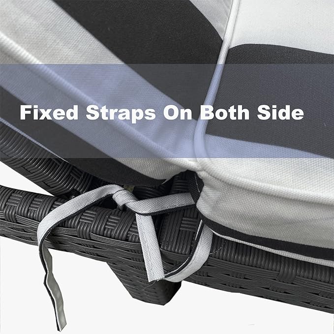 Only choice Outdoor Lounge Chair Cushion Patio Chaise Lounge Replacement Cushions Funiture Seat Cushions Chair Pads (Black+White Stripes-1 pc)