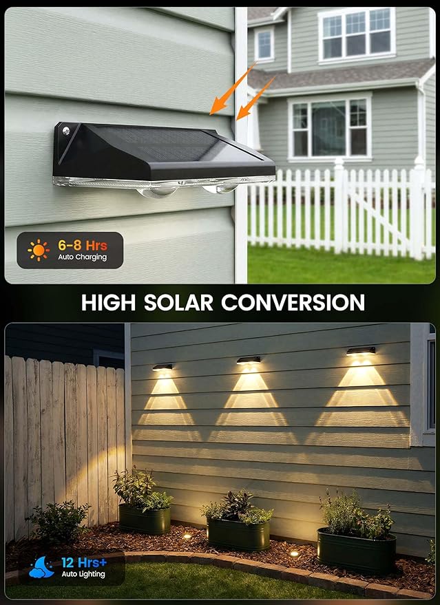 Brightown 6 Pack Solar Lights Outdoor Waterproof, Color Changing Solar Fence Deck Step Flood Lights, Warm White & RGBCW 11 Color, IP65 Waterproof Garden Lights for Outside Backyard Yard Step Patio