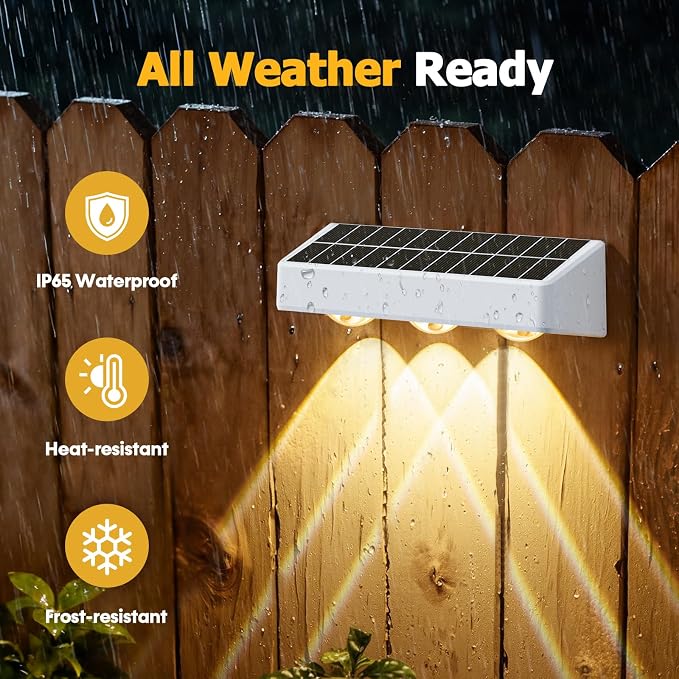 NIORSUN Solar Fence Lights,8 Pack Solars Deck Light,RGB Color,Outdoor Bulb Waterproof Led IP65,Power Patio Lamp with Lenses for Outside/Backyard/Railing/Yard(White)
