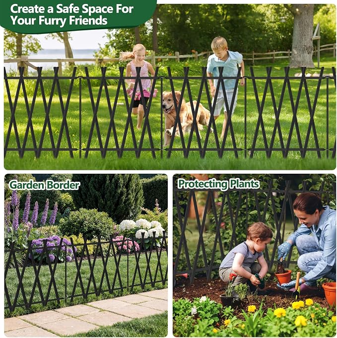 10 Panels Decorative Garden Fence 24in H x 20Ft L, Heavy Duty Rustproof Metal Animal Barrier No Dig Fencing Outdoor Dog Fence Flower Bed Border, Lawn Edging for Pet, Yard& Patio, Landscape
