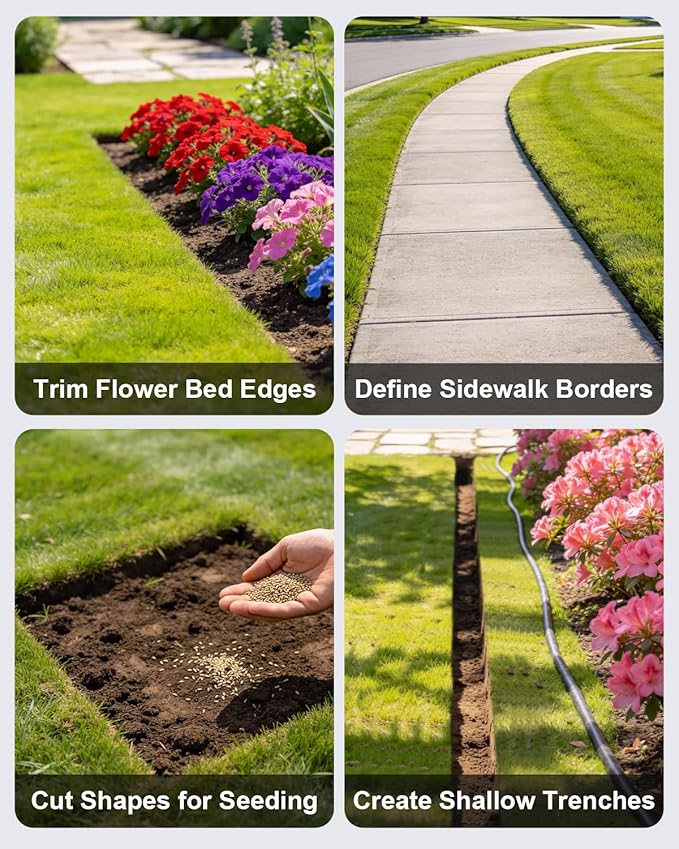 WORKPRO 40-Inch Edger Lawn Tool, Heavy Duty Lawn Edger, Half Moon Steel Saw-Tooth Blade with Wide Footplate & Ergonomic T-Grip Handle, Manual Border Grass Edger for Lawn, Sidewalk & Garden Landscaping