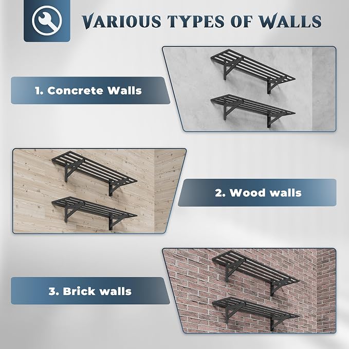 Jusgym 2-Pack 1x4ft Heavy Duty Garage Shelving, 1' x 4' Garage Wall Shelving Wall Mounted (2pack-1x4ft)
